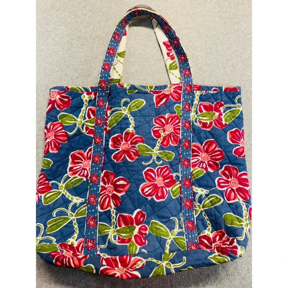 Gold Coast Quilted Tote Bag Women Large Blue Red Floral Print Boho Casual Cotton